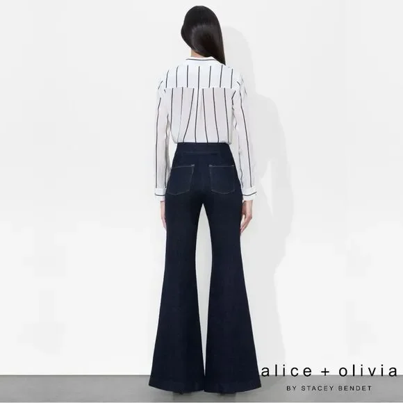 Alice + Olivia **NWT** The Trouser Flared Jean in Dark Rinse Denim